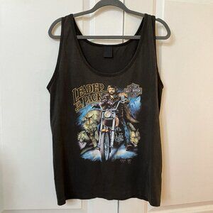 Vintage 1988 Harley Davidson 3D Emblem Tank Leader of the Pack Faded Black